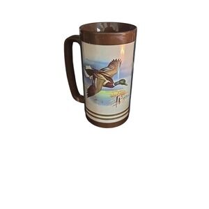 Vintage Thermo-Serv Mallard Duck Insulated Mug‎ Les Kouba Wildlife Stein Brown